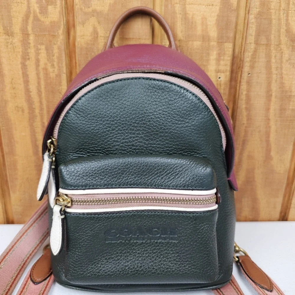 Coach Charter Backpack 18 Amazon Green Multi Colorblock C5286 Convertible